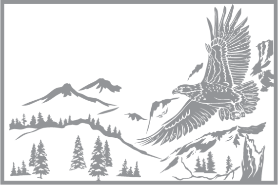 Eagle Flying Over Mountain Scene Pre Cut Patterns