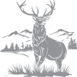 Stag and Mountain Scene