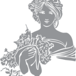 Head and shoulders woman with flowers